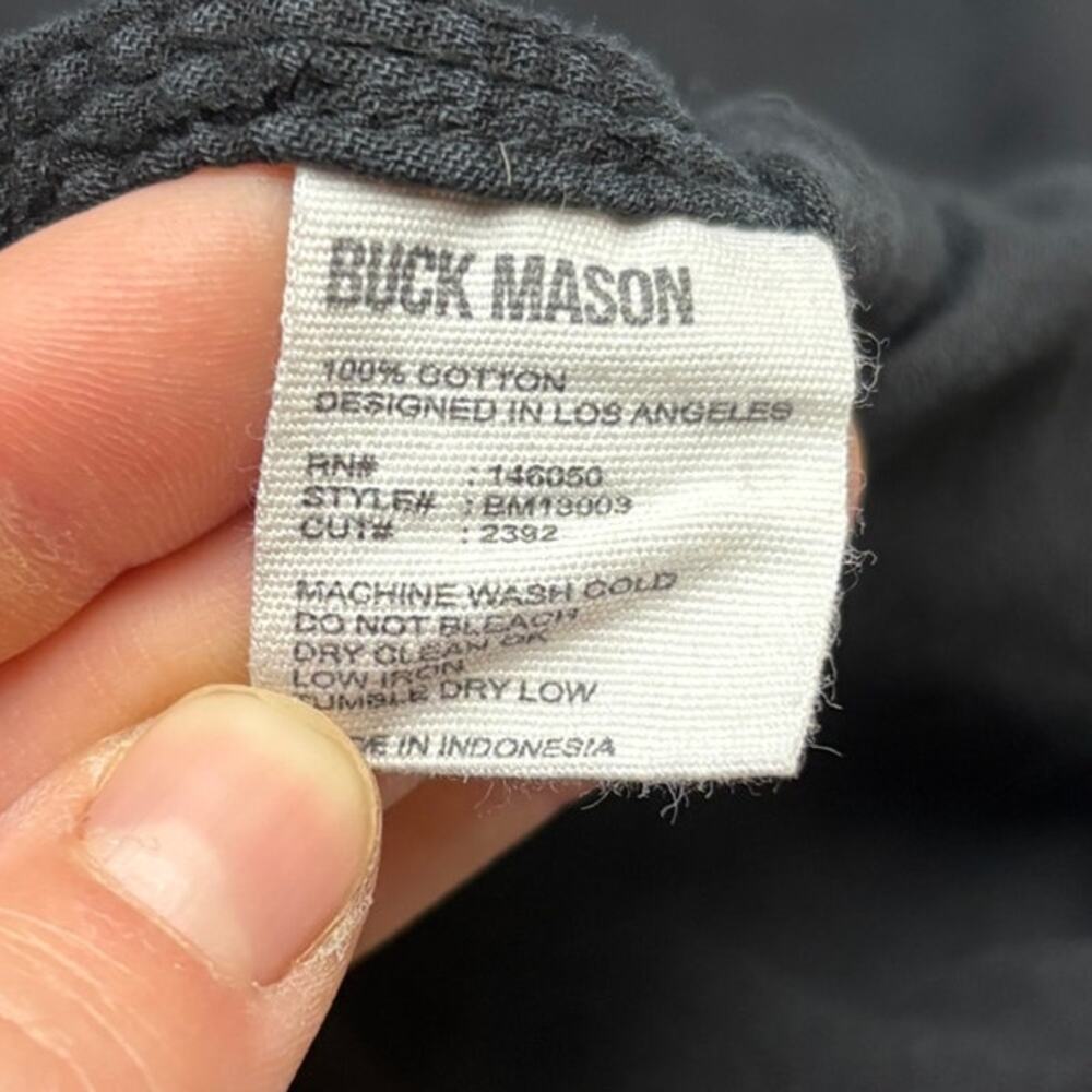 Buck Mason Long Sleeve Button Down Shirt Black Cotton Men Large Utility - Picture 8 of 10